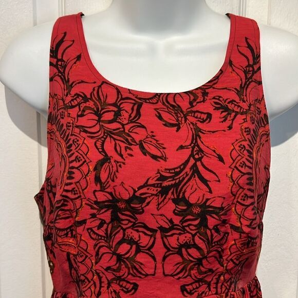 Free People Red,Brown, Black Russian Lace‎ Sleeveless High Low Dress Size XS - Picture 4 of 16